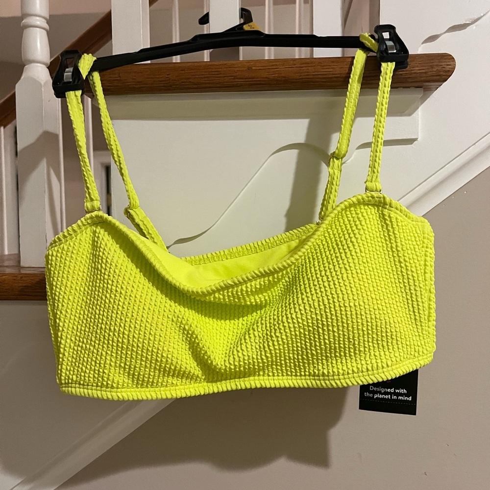 Neon Yellow Textured Swim Top